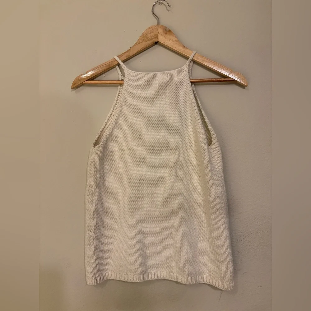 Banana Republic Cream Knit high neck tank top - Picture 3 of 8